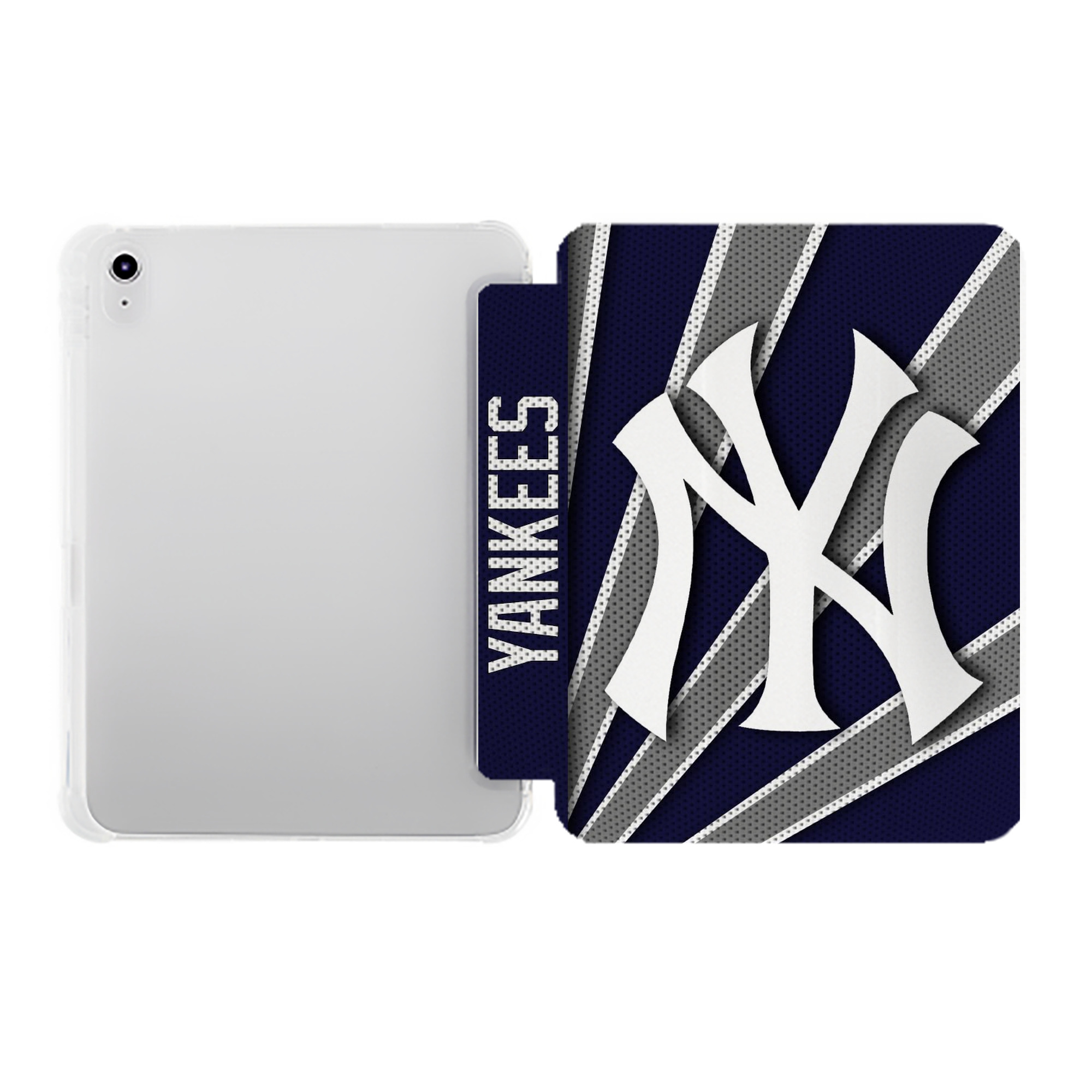 New York Yankees 321 Premium Tri-Fold PU Leather & Silicone IPad Case With Pencil Slot – Fits 9.5,10.5,10.9 – Adjustable Stand, Slim, Protective